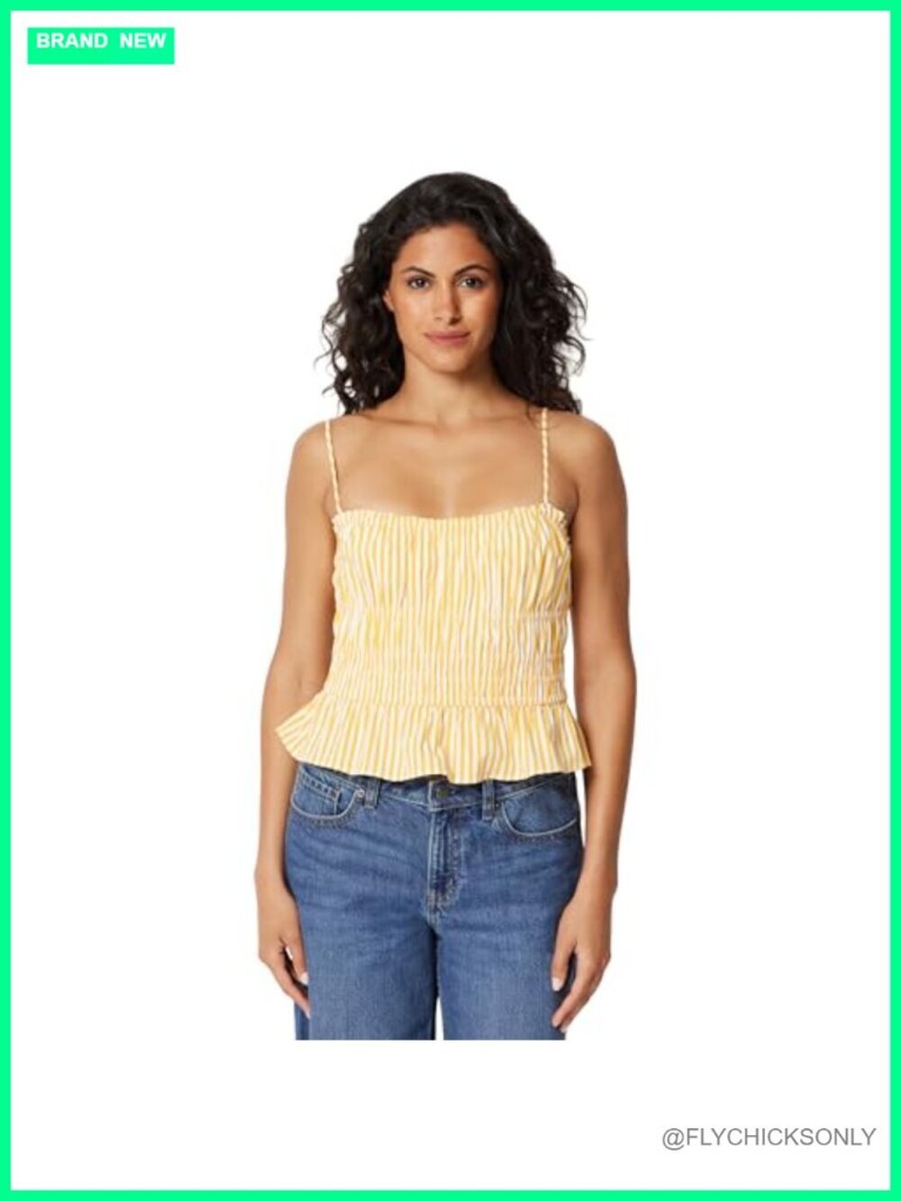 Regular-Fit Smocked Cotton Stretch Poplin Tank Top Sleeveless